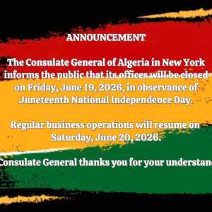 THE CONSULATE WILL BE CLOSED ON FRIDAY, JUNE 19